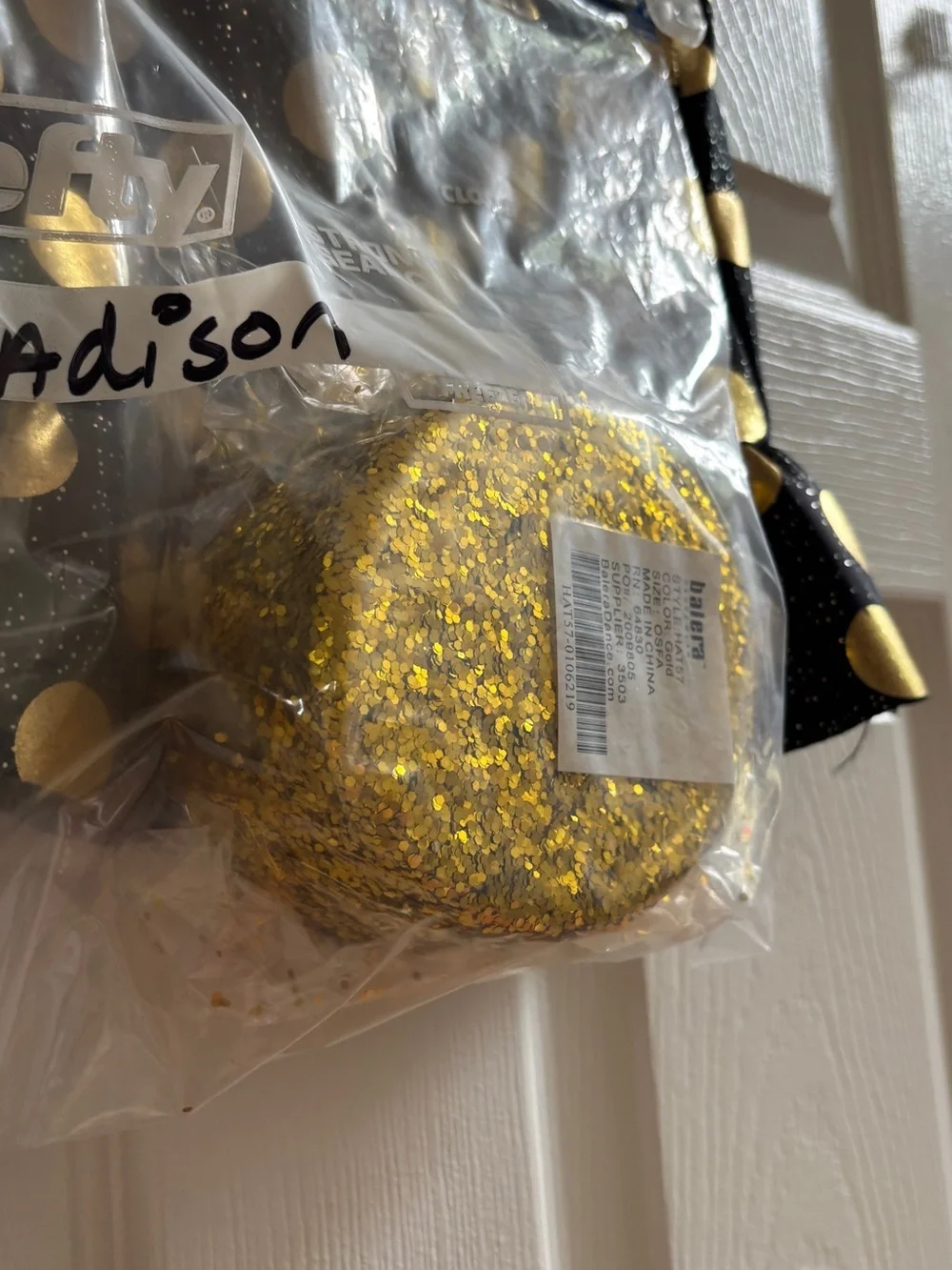 Girls Black and Gold Sequin Dance Costume